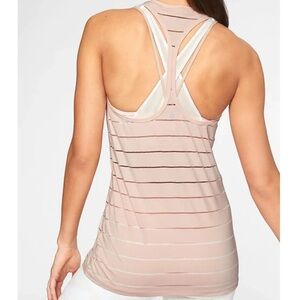 Athleta pink and sheer striped workout tank